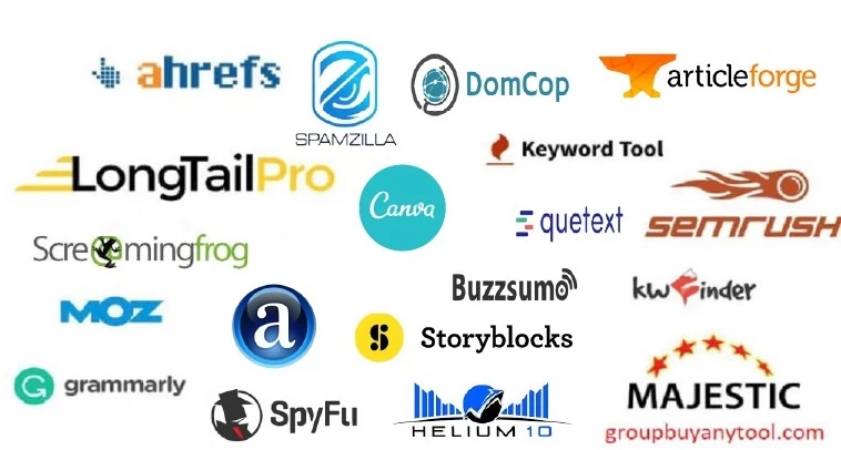 Ahrefs, SEMRush, KWFinder, Moz, Semalt, Majestic